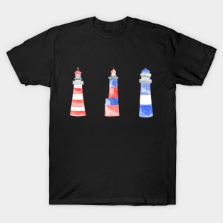 Watercolor Beach Lighthouses T-Shirt